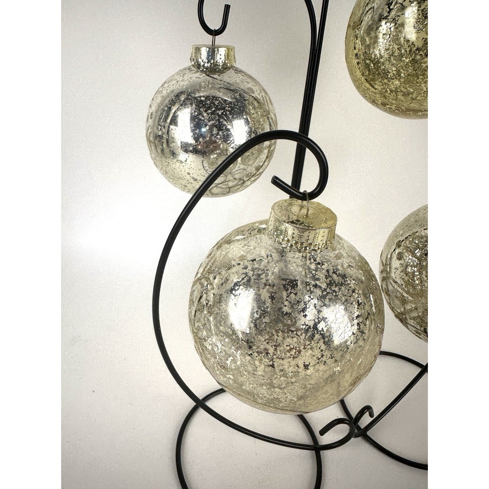 Set Of 4 Silver /gold Crackle Shatterproof Ornaments Mercury Glass Look 3" - Picture 4 of 6